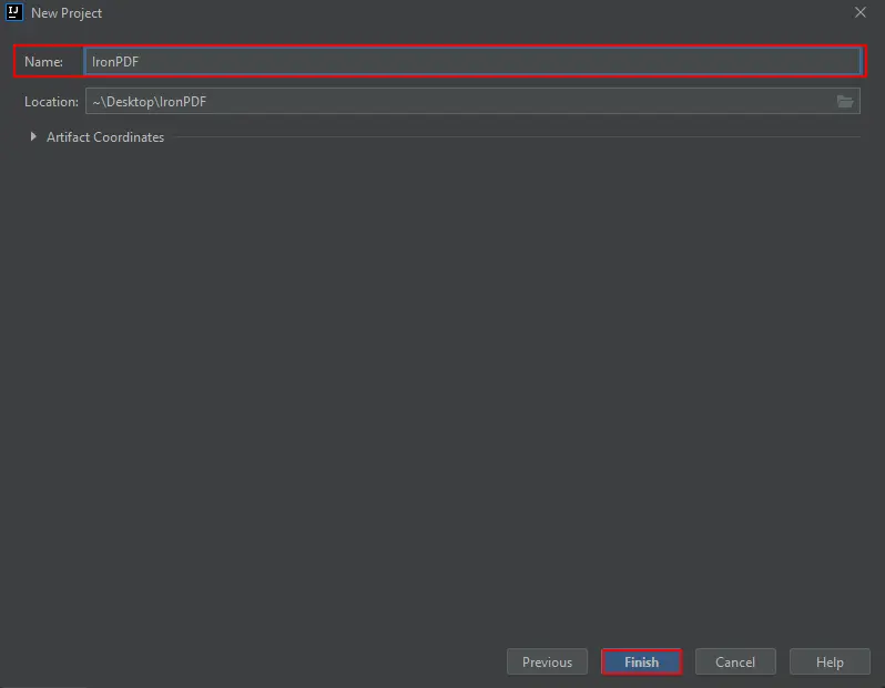 Java PDF to Image - 図2: 新規プロジェクト名