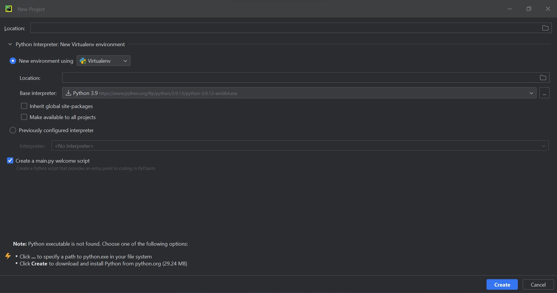 So extrahieren Sie eine Tabelle aus PDF in Python, Abbildung 2: Ein neues Projekt in PyCharm erstellen