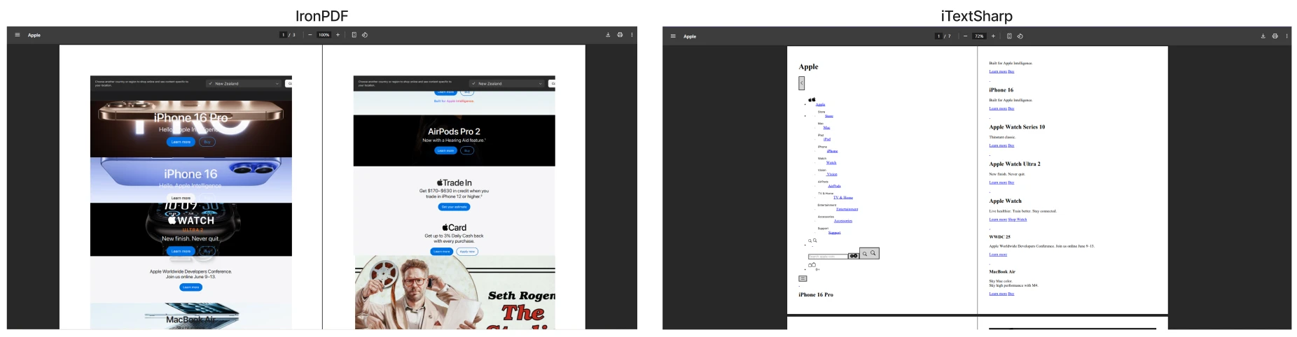 iTextsharp HTML to PDF With CSS Styles C# Example vs IronPDF