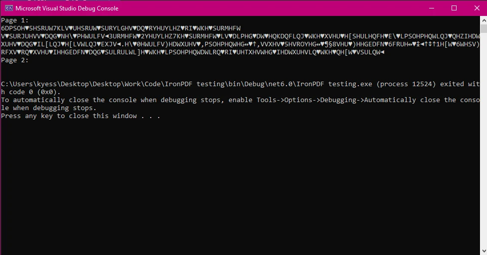 PDFsharp Extraer Texto de PDF vs IronPDF (Ejemplo)